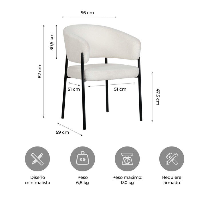 Set 2 Sillas de Comedor Arlon
