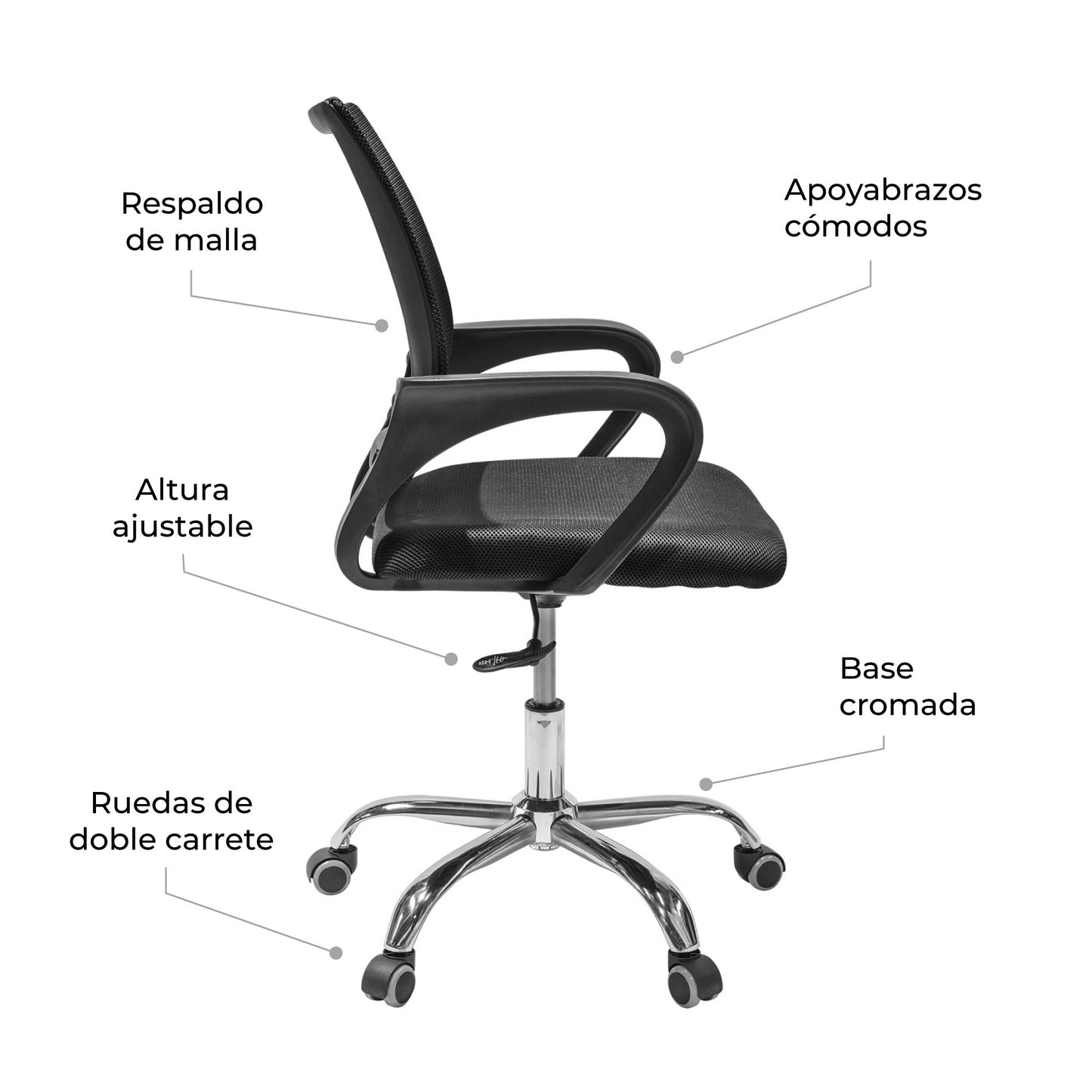 Silla de Oficina Ejecutiva Mesh con Base Cromada
