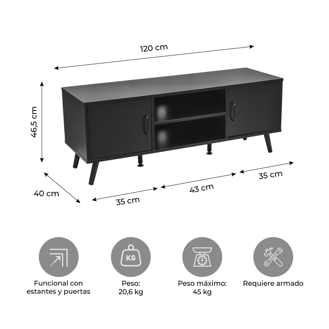 Sala Mundial - Rack TV Lucca Negro + Sillón Azalia