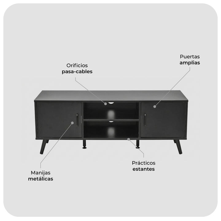 Sala Mundial - Rack TV Lucca Negro + Sillón Azalia