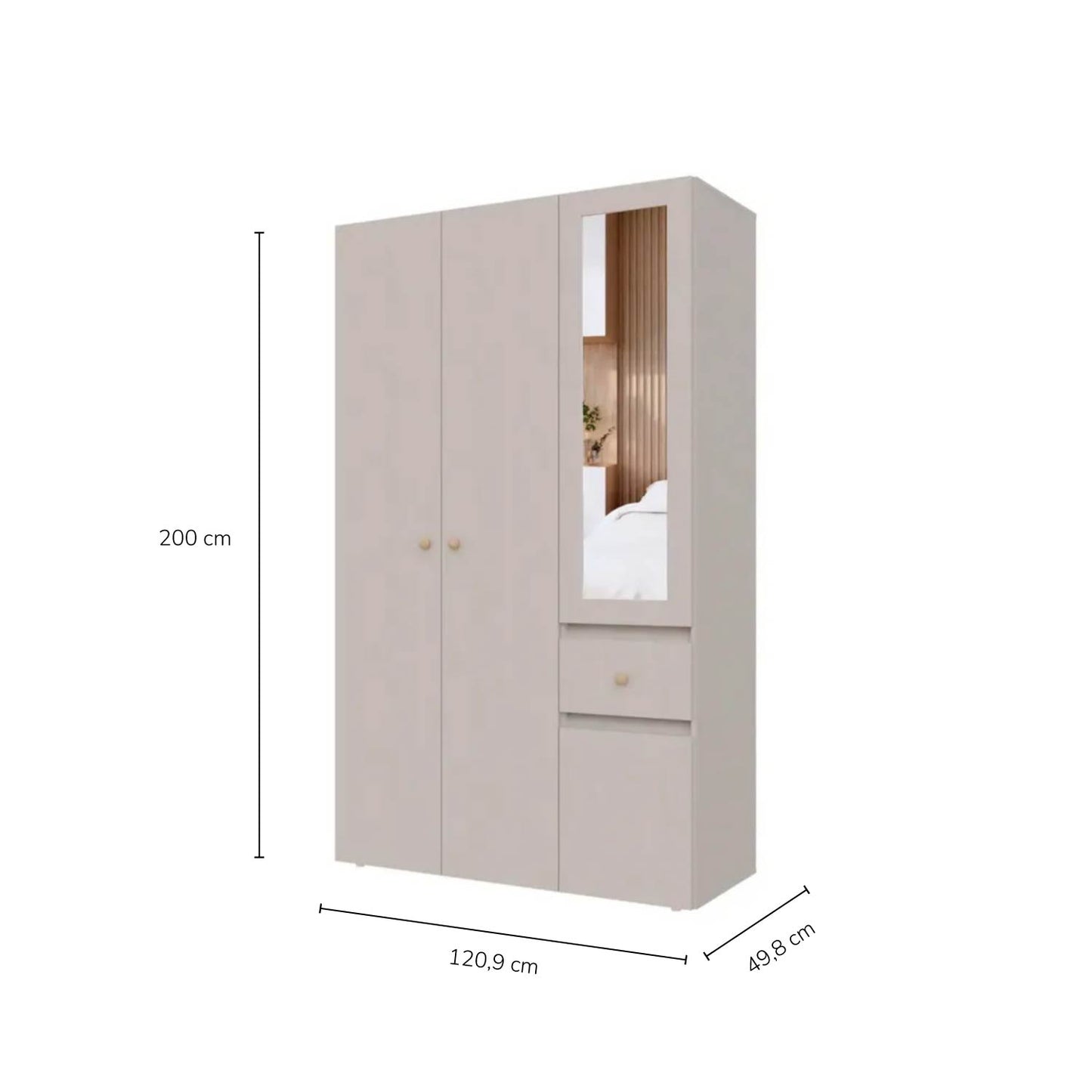 Closet 4 Puertas Con Espejo 200x197,3x49,8 Blanco