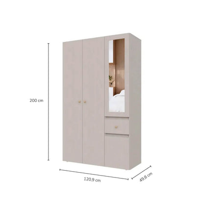 Closet 4 Puertas Con Espejo 200x197,3x49,8 Blanco