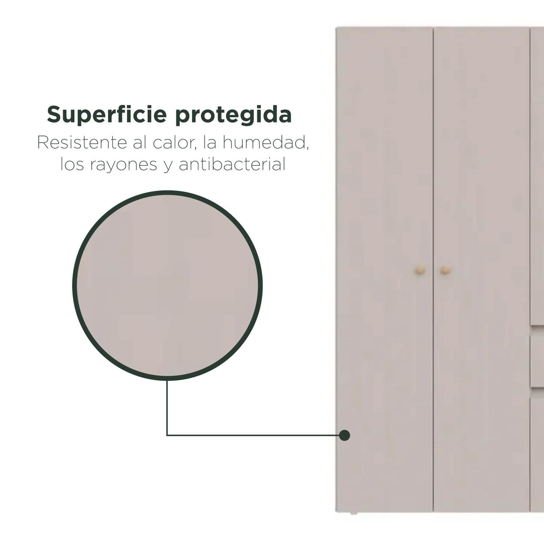 Closet 4 Puertas Con Espejo 120,9 x 200 x 49,8 Blanco