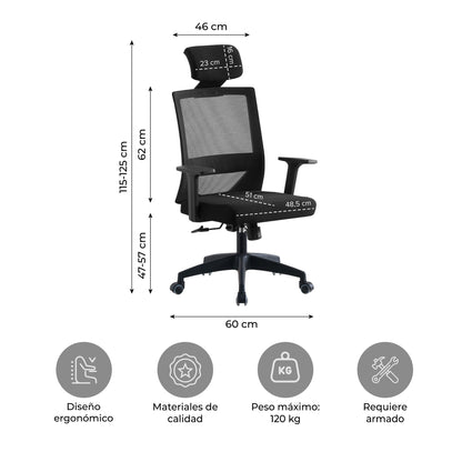 Silla de Oficina Presidente Axton Negra