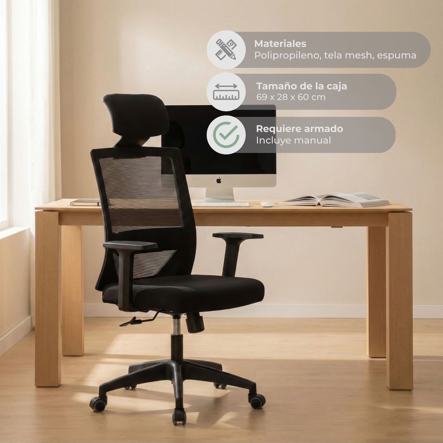 Silla de Oficina Presidente Axton Negra