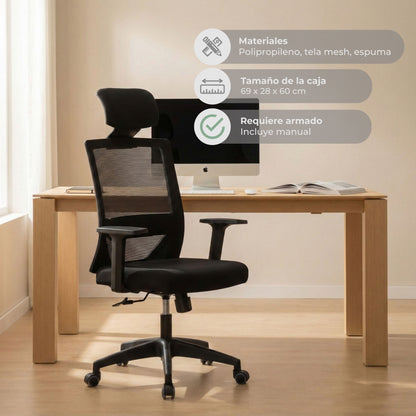 Silla de Oficina Presidente Axton Negra