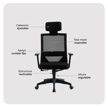 Silla de Oficina Presidente Axton Negra