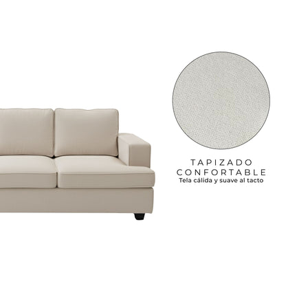 Sofá 3 Puestos Comprimido Sabina Beige