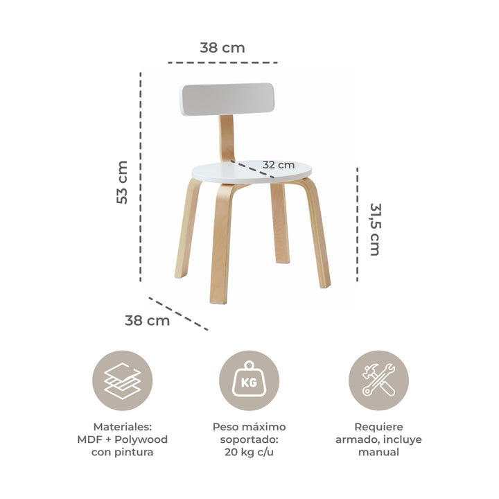 Juego de Mesa y Sillas Para Niños Sitte Nórdico