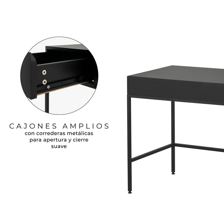 Escritorio Con Cajones Forge Negro