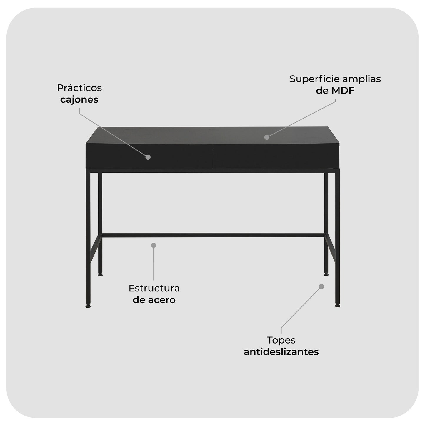 Escritorio Con Cajones Forge Negro