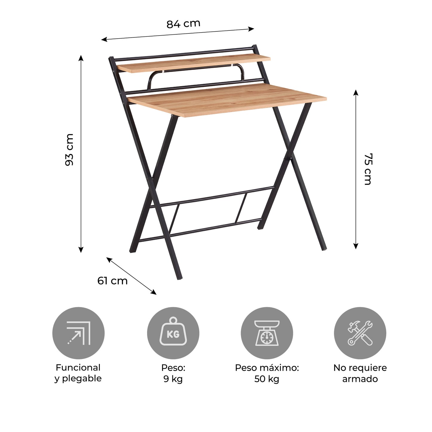 Escritorio Plegable Tripoli Negro