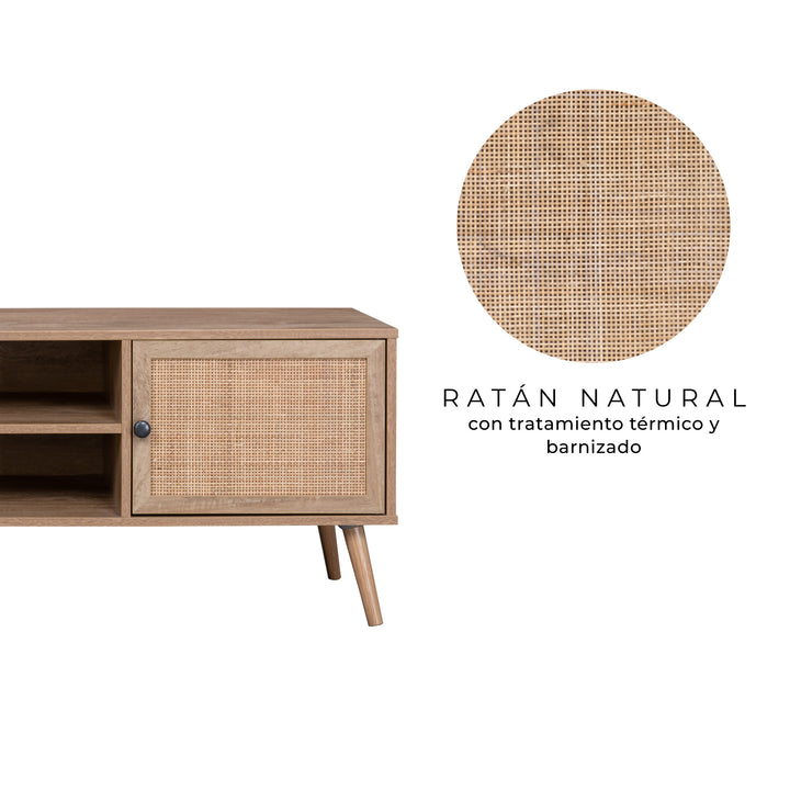Mueble de TV Rack Vigan con Puertas de Ratán