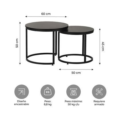 Set de Mesas de Centro Core Negras