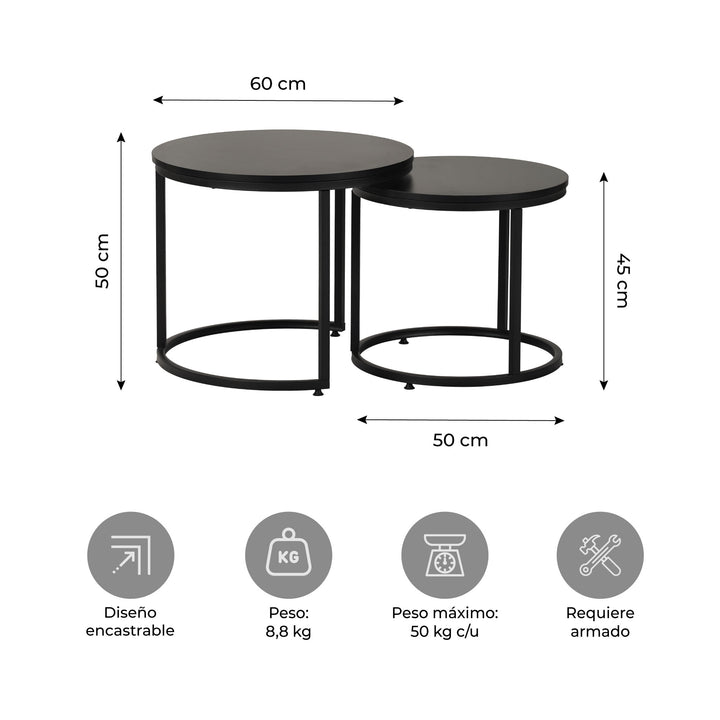 Sala Mundial - Rack TV Corintio Negro + Mesa Core