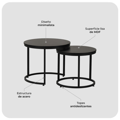 Set de Mesas de Centro Core Negras
