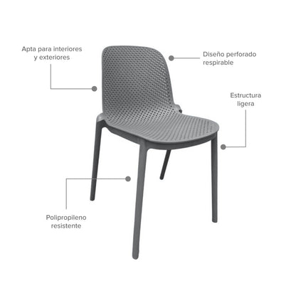 Silla Auxiliar Vera Gris Oscuro
