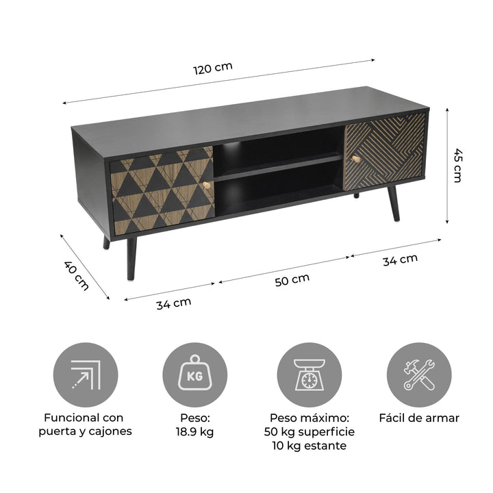 Sala Mundial - Rack TV Corintio Negro + Mesa Core
