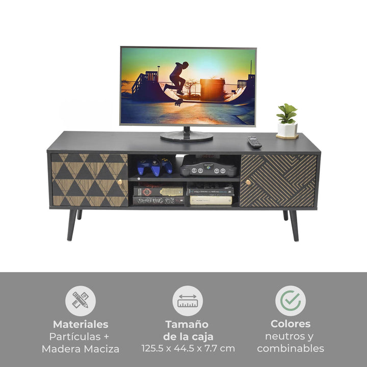 Sala Mundial - Rack TV Corintio Negro + Mesa Core