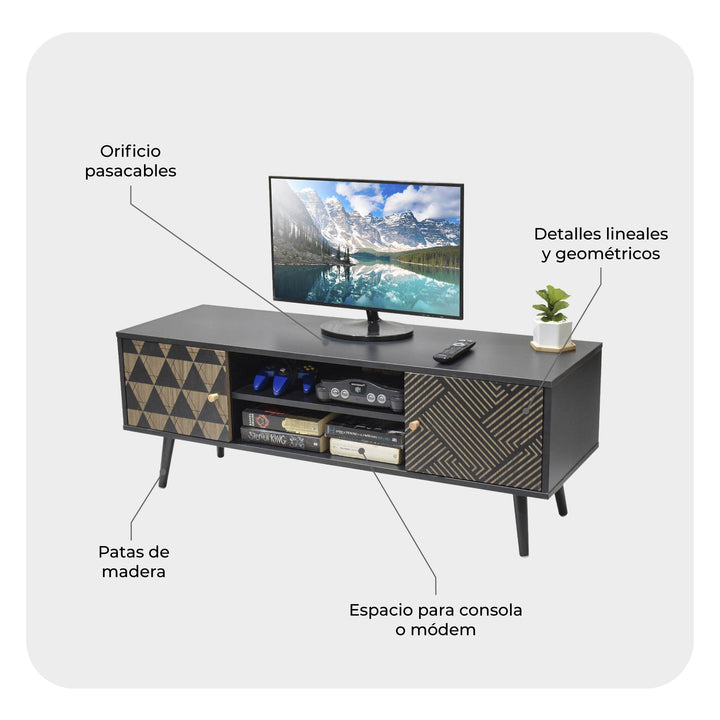 Sala Mundial - Rack TV Corintio Negro + Mesa Core