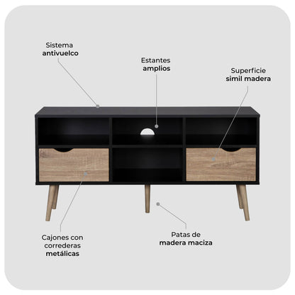 Mueble de TV Rack Nórdico Negro