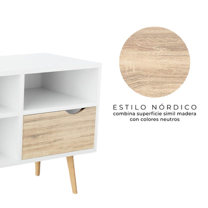 Mueble de TV Rack Bolonia Blanco y Café