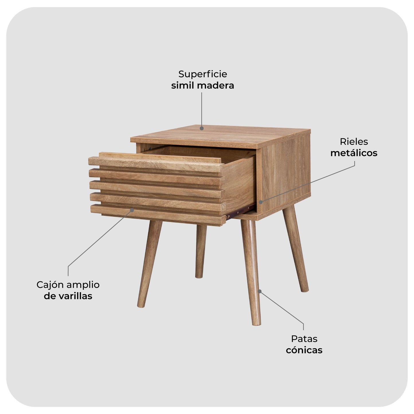 Mesa de Noche Dortmund Retro