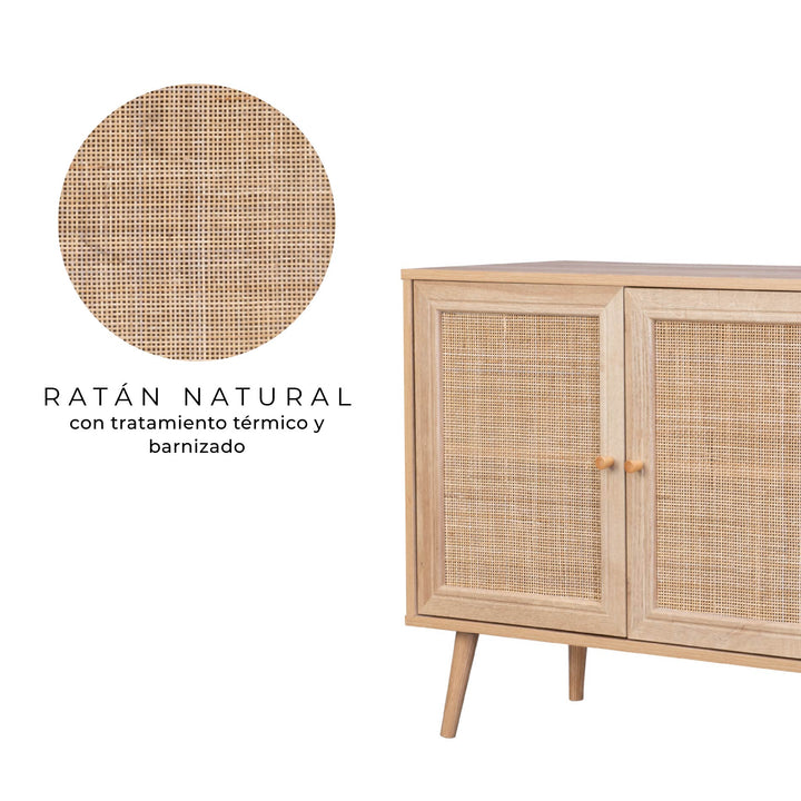 Bifé Vajillero Maui con Puertas de Ratán