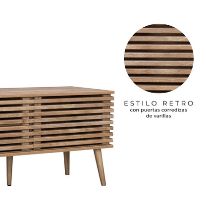Mueble de TV Retro con Puertas Corredizas Café