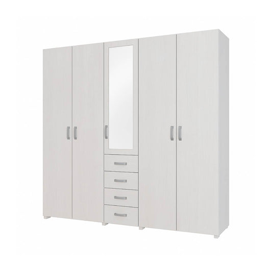 Closet 4 Puertas con Espejo 200x200x49 cm Gris Claro