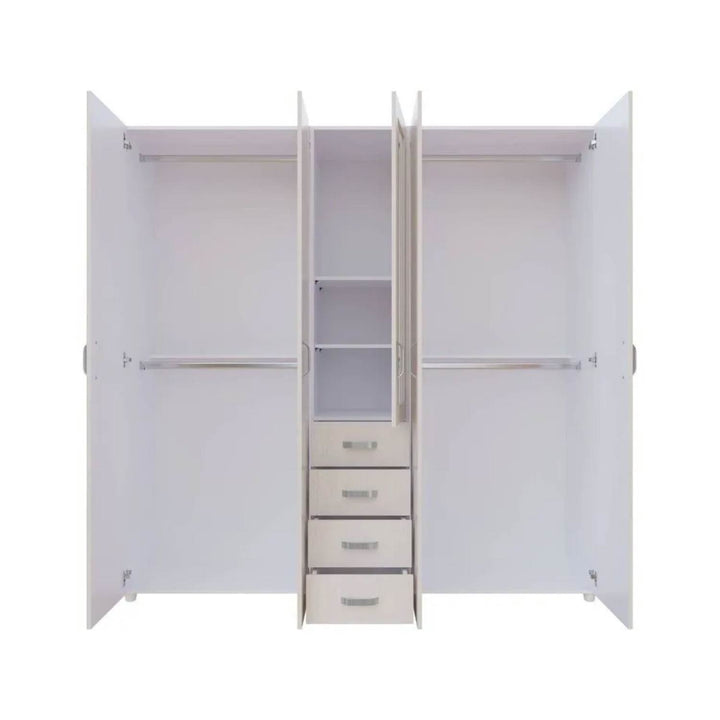 Closet 4 Puertas con Espejo 200x200x49 cm Gris Claro