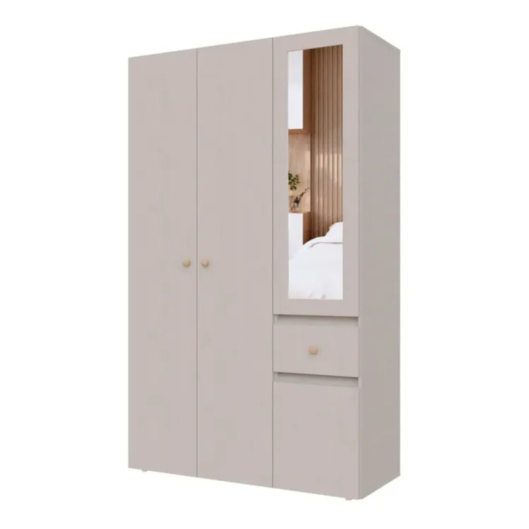 Closet 4 Puertas Con Espejo 120,9 x 200 x 49,8 Blanco