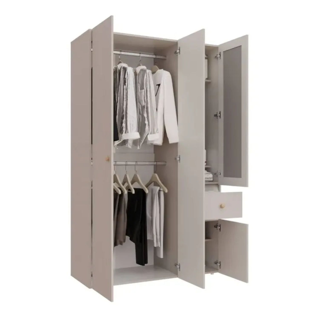 Closet 4 Puertas Con Espejo 120,9 x 200 x 49,8 Blanco