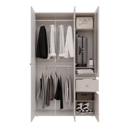 Closet 4 Puertas Con Espejo 200x197,3x49,8 Blanco