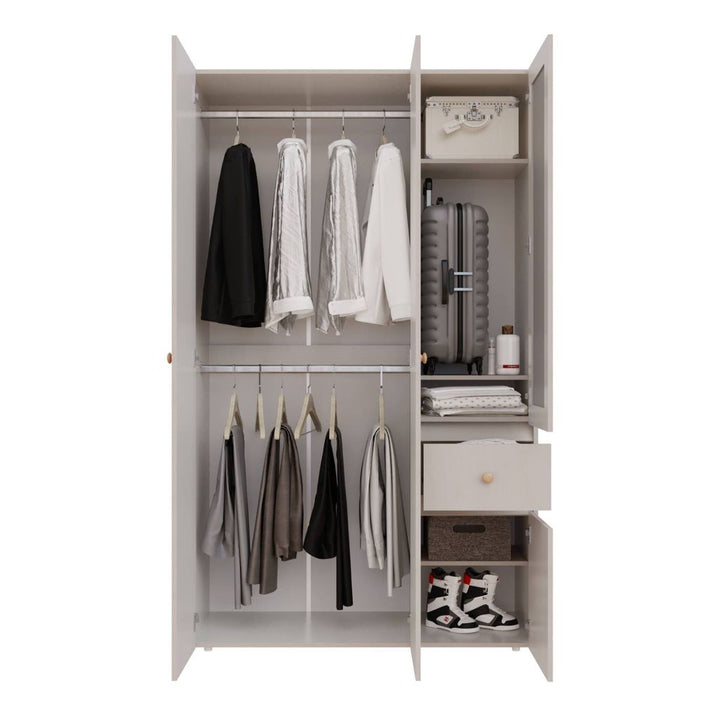 Closet 4 Puertas Con Espejo 120,9 x 200 x 49,8 Blanco