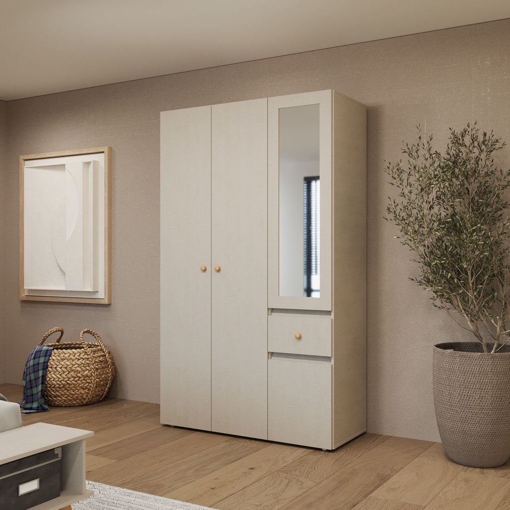 Closet 4 Puertas Con Espejo 120,9 x 200 x 49,8 Blanco