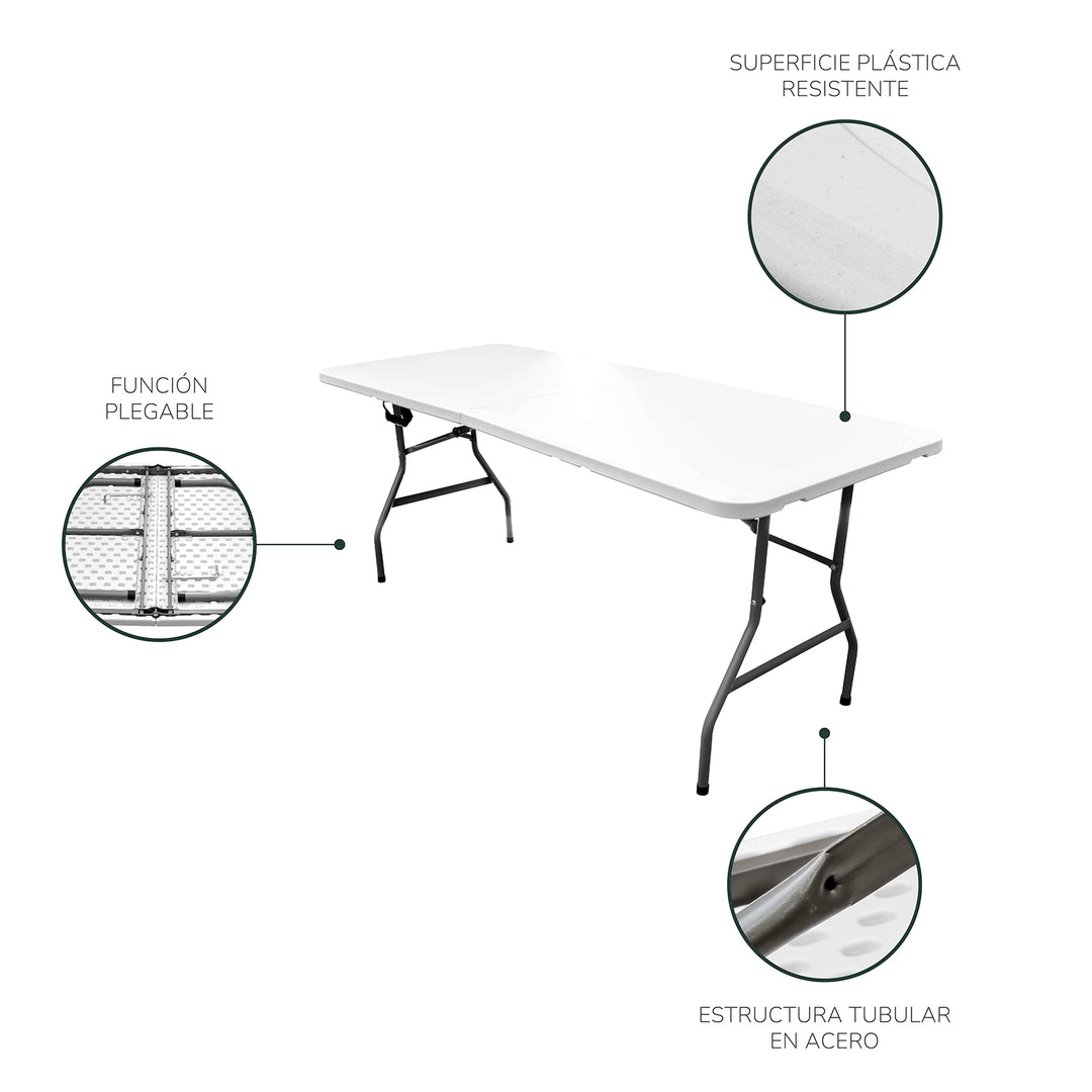 Mesa Plegable Plástica Eco Tipo Portafolio de 180 cm