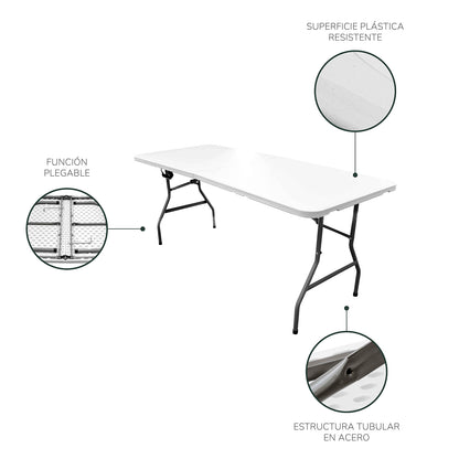Mesa Plegable Plástica Eco Tipo Portafolio de 180 cm