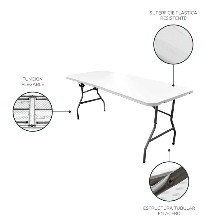 Mesa Plegable Plástica Eco Tipo Portafolio de 180 cm