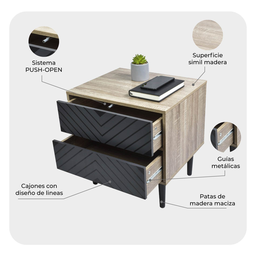 Mesa de Noche Night Con Cajones