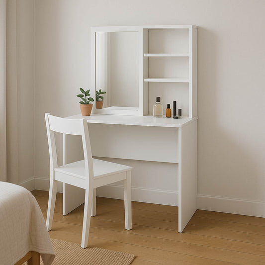 Mueble Tocador Con Espejo Blanco