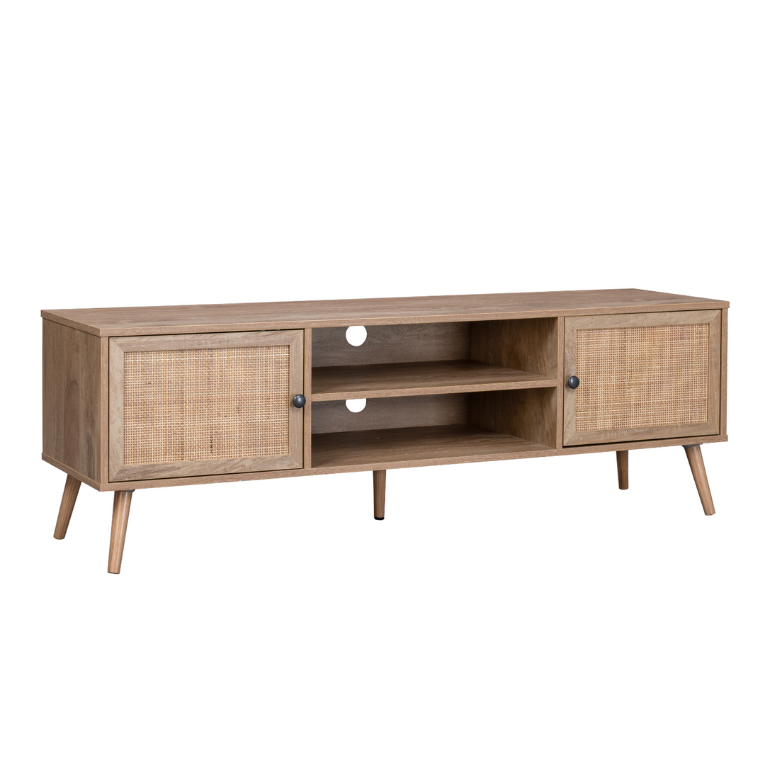 Mueble de TV Rack Vigan con Puertas de Ratán