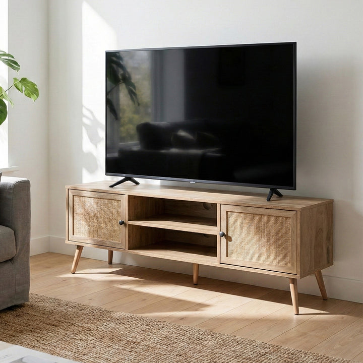 Mueble de TV Rack Vigan con Puertas de Ratán