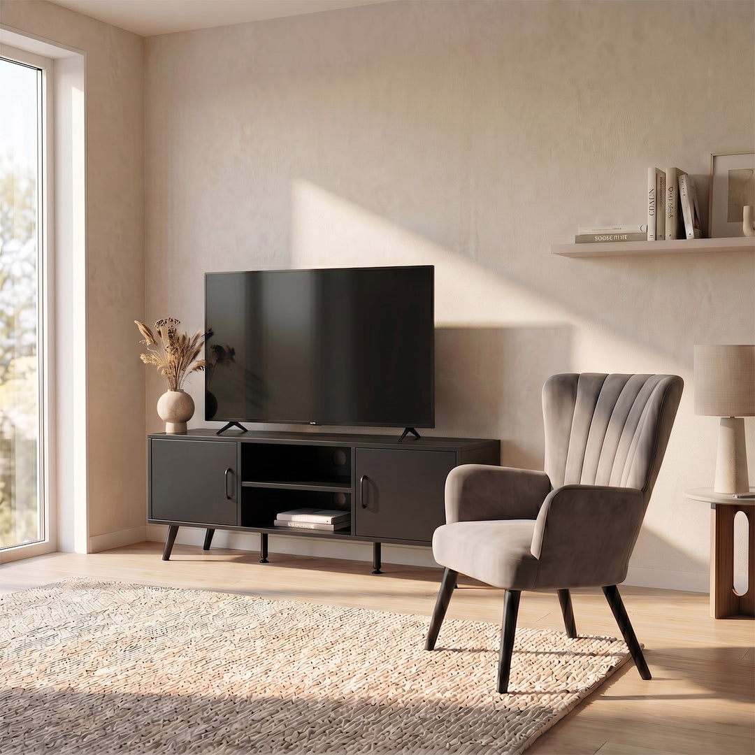 Combo Sala Rack TV Lucca Negro + Sillón Azalia