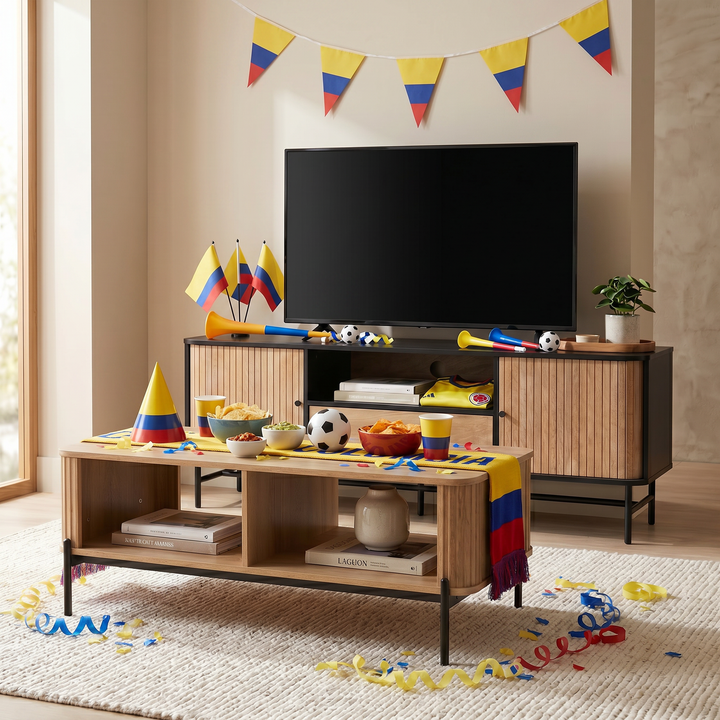 Sala Mundial - Rack TV Charcoal + Mesa Lagoon