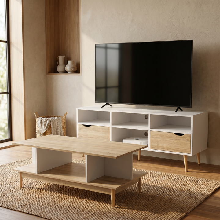 Combo Sala Rack TV Bolonia + Mesa Bari